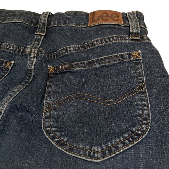 Vintage Lee Denim Blue Jean Skort Women's A-Line Style Back Pockets Size S - Picture 7 of 15